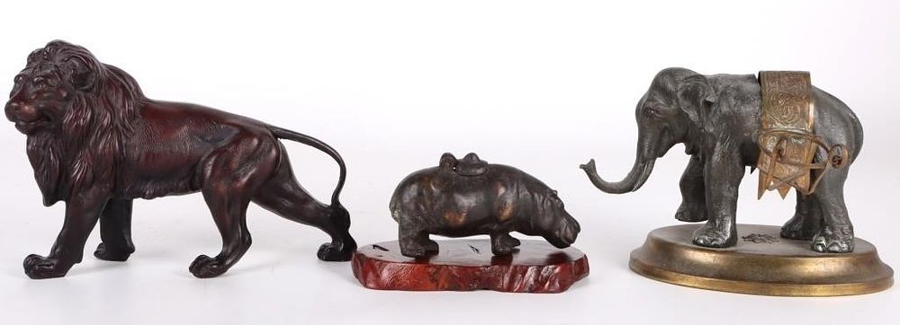 Lot 223417: DETAILED CAST IRON ANIMAL SCULPTURES (3)