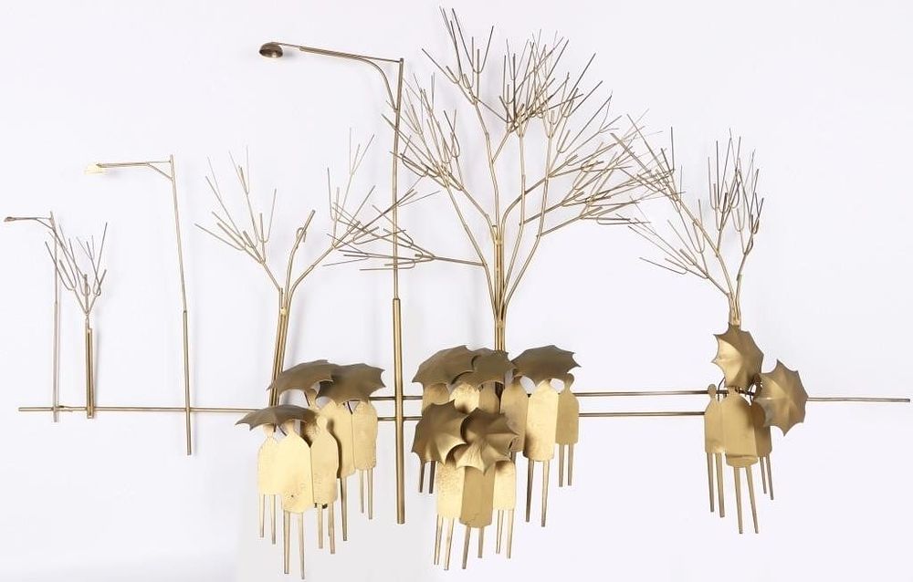 Lot 223436: VINTAGE CURTIS JERÉ RAINY DAY METAL WALL SCULPTURE