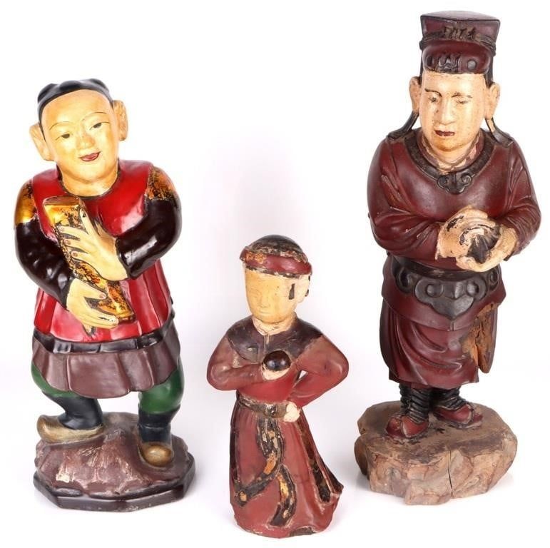 Lot 223443: ANTIQUE CHINESE TAOIST TEMPLE FIGURES - LOT OF 3