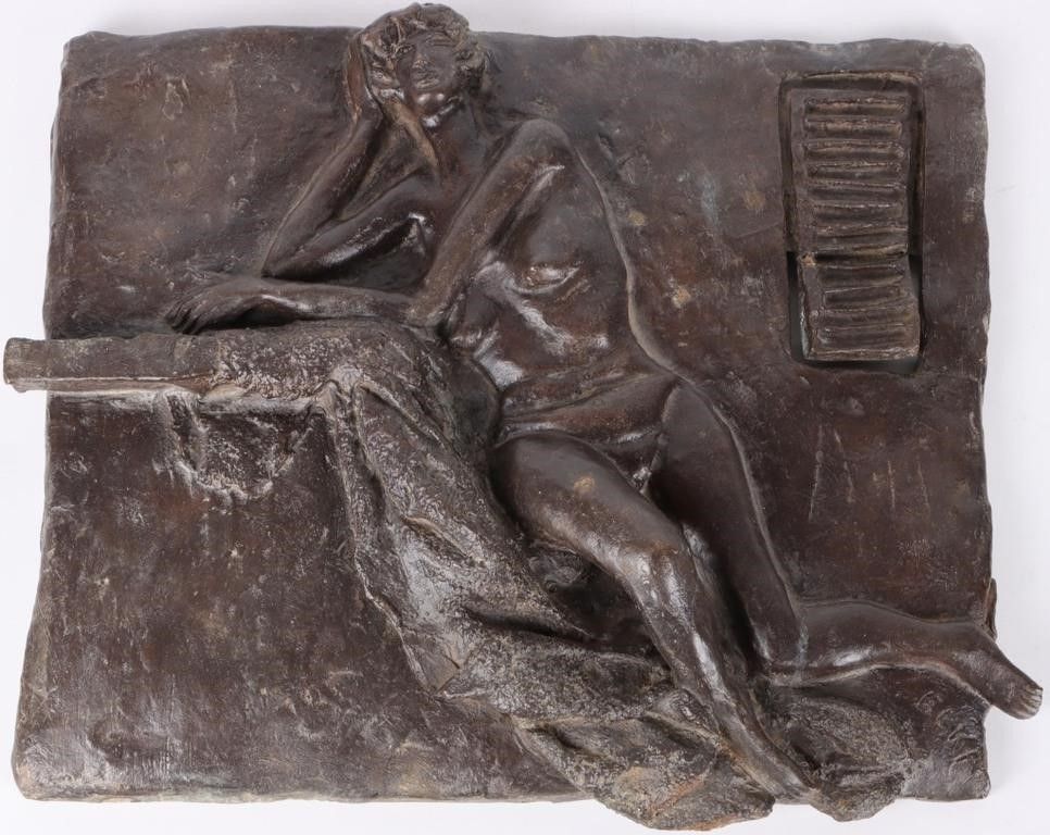 Lot 224303: LUIGI TOMMASI FOUNDRY BRONZE WOMAN WALL PLAQUE