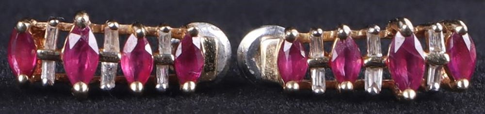 Lot 224329: 14K YELLOW GOLD RUBY DIAMOND LADIES EARRINGS