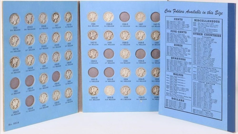 Lot 224390: MERCURY HEAD DIME COLLECTION 1916-1945 MOSTLY FULL