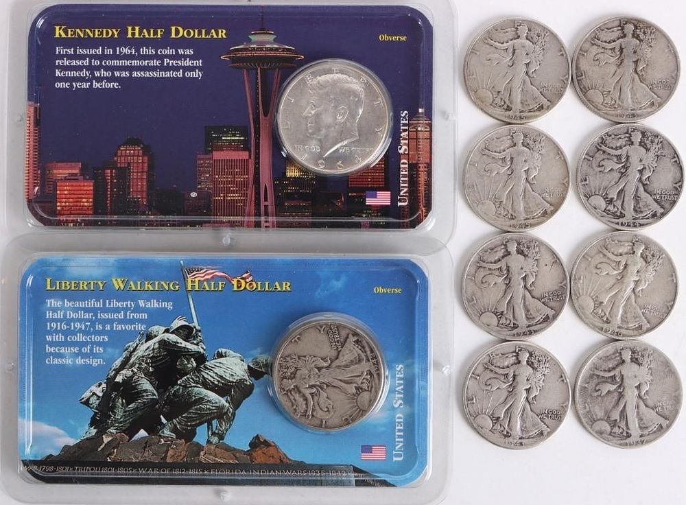 Lot 224395: ASSORTED 90% SILVER KENNEDY/LIBERTY HALVES - (10)