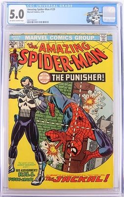1ST PUNISHER COMIC AMAZING SPIDERMAN #129 CGC 5.0. Amazing Spider-Man #129, featuring the first 