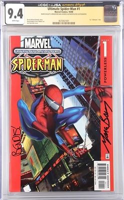 ULTIMATE SPIDER-MAN #1 AUTO BENDIS&BAGLEY CGC 9.4. Ultimate Spider-Man #1, autographed by Brian 