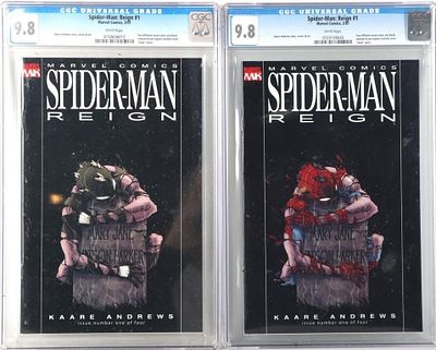 SPIDER-MAN REIGN #1 BOTH HC NUDE PANEL (2) CGC 9.8. Spider-Man Reign #1 [Both black costume 