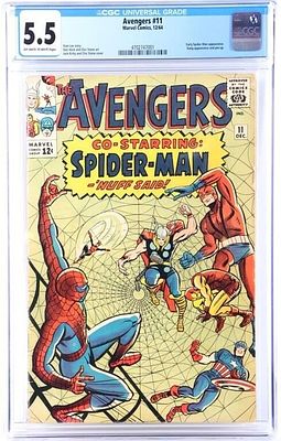 AVENGERS #11 SPIDER-MAN APPEARANCE CGC 5.5. Avengers #11, a Silver Age Marvel comic which 