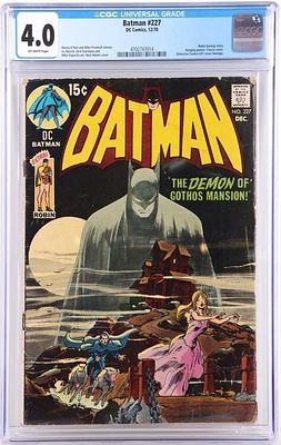 BATMAN #227 CLASSIC NEAL ADAMS COVER CGC 4.0. Batman #227, a Bronze Age DC comic which features 