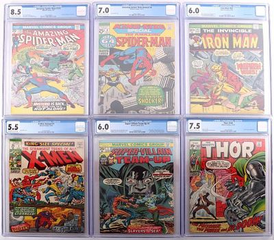 BRONZE AGE GRADED MARVEL COMICS THOR SPIDERMAN- 6. Lot of six graded Bronze Age Marvel comics 
