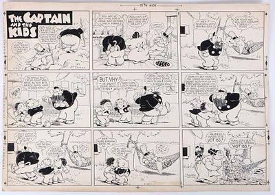 THE CAPTAIN AND THE KIDS ORIGINAL COMIC ART 1949. Original comic art for The Captain and the 