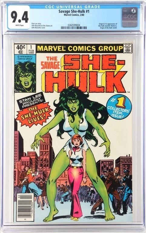 Lot 225175: SAVAGE SHE-HULK #1 CGC 9.4 1ST APPEARANCE SHE-HULK