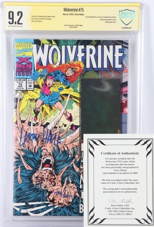 Lot 225206: WOLVERINE #75 SIGNED LARRY HAMA CBCS 9.2
