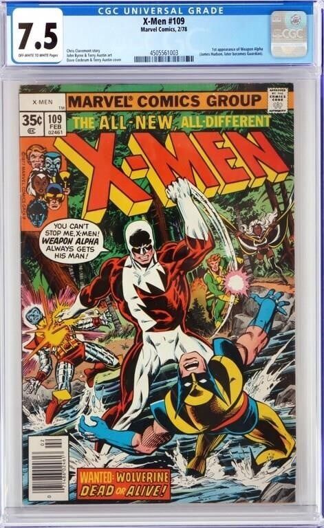 Lot 225211: X-MEN #109 CGC 7.5 WEAPON ALPHA 1 APP. MARVEL 1978