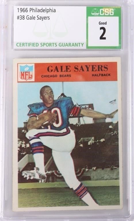 Lot 225306: 1966 PHILADELPHIA #38 GALE SAYERS FOOTBALL CSG 2.0