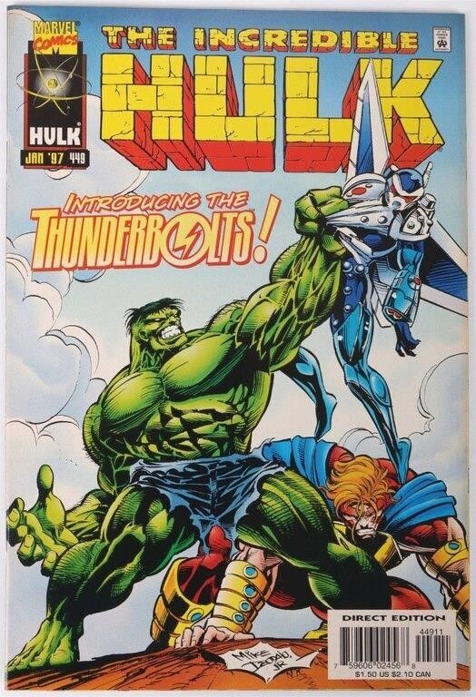 Lot 225345: INCREDIBLE HULK #449 - 1ST THUNDERBOLTS COMIC