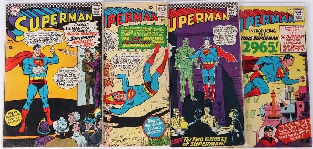 Lot 225442: SUPERMAN #180, 181, 185, & 186 SILVER AGE COMICS