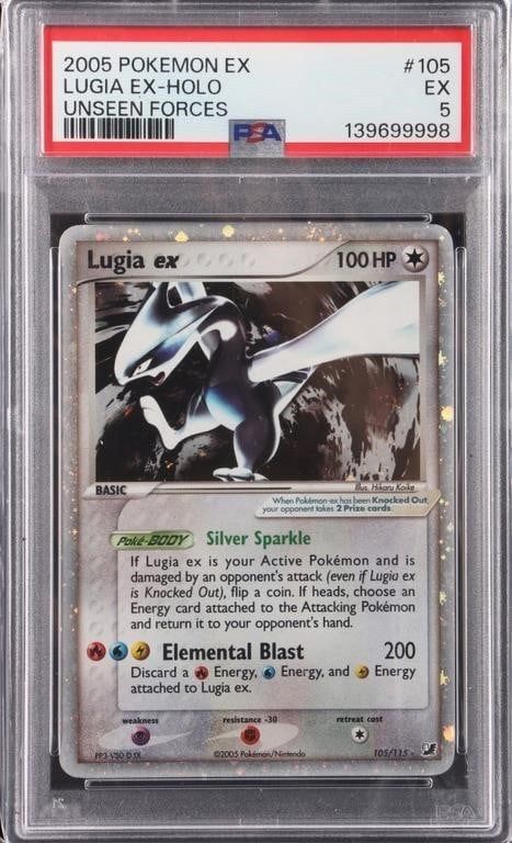 Lot 225511: POKEMON EX LUGIA EX-HALO UNSEEN FORCES #105 PSA 5