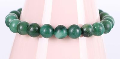 SPINACH JADE BEAD WORRY BRACELET 23 8.4MM BEADS. Spinach jade worry bracelet composed of 