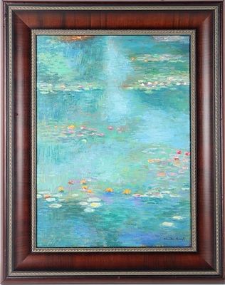 AFTER CLAUDE MONET "NYMPHEAS" OIL ON CANVAS FRAMED. After Claude Monet "Nympheas" oil on canvas 