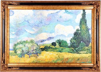 VAN GOGH "WHEAT FIELD WITH CYPRESSES" REPRODUCTION. Reproduction of the Vincent van Gogh 