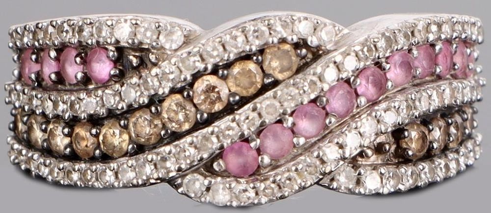 Lot 226170: 14K WHITE GOLD DIAMOND SPINEL LADIES RING