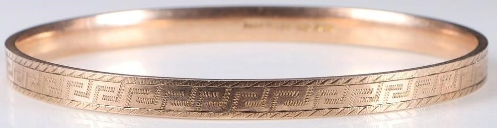 Lot 226237: SOLID 9K ROSE GOLD ETCHED BANGLE BRACELET