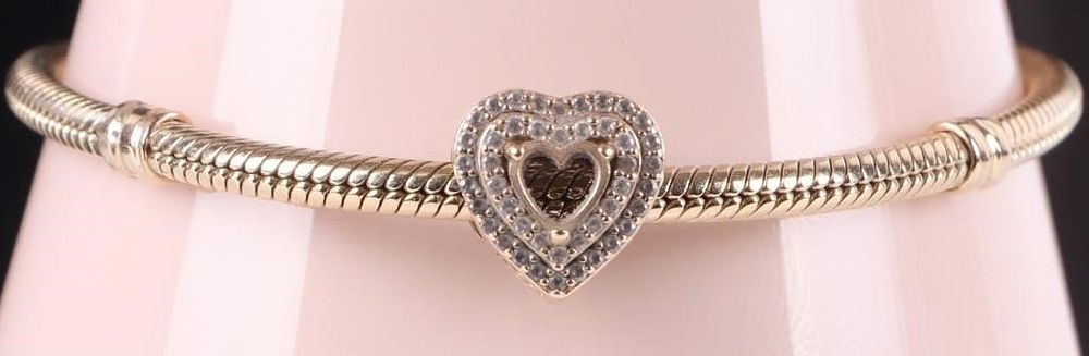 Lot 226246: PANDORA 14K YELLOW GOLD SNAKE CHAIN CZ BRACELET