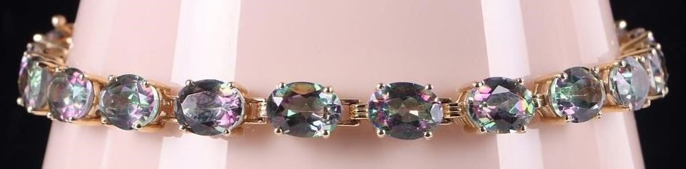 Lot 226265: 10K YELLOW GOLD LADIES BRACELET W/ TOURMALINE GEMS