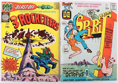 SILVER AGE PULP COMICS THE SPIRIT & 3 ROCKETEERS. The Spirit giant issue #2 by Will Eisner and 