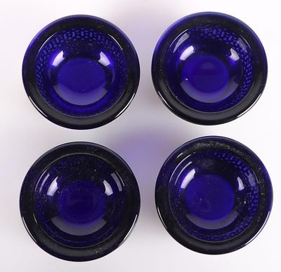 WEBSTER STERLING COBALT BLUE SALT DISHES (4). Webster sterling silver filigree cobalt blue glass 