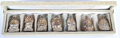 VINTAGE RARE 950 SILVER JAPANESE BUDDHIST SHAKERS. Vintage rare 950 silver set of 7 Japanese 