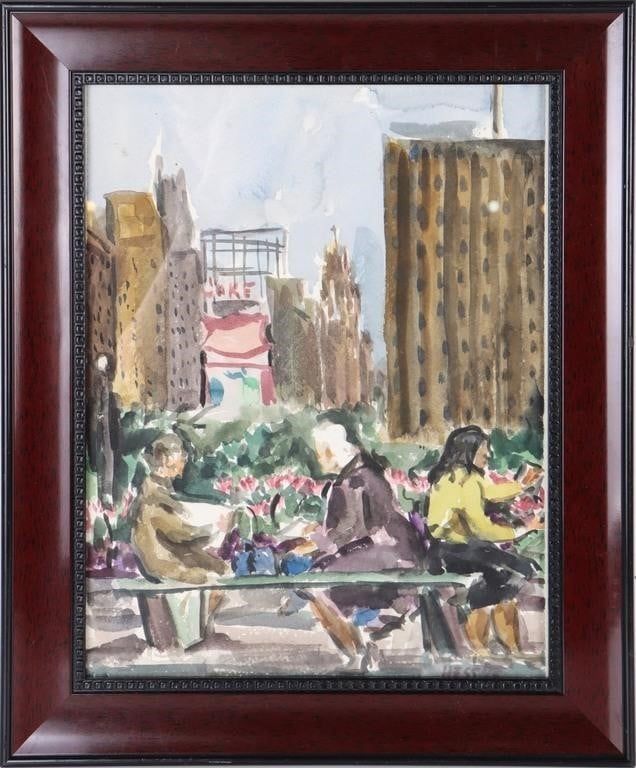 Lot 228237: 1965 HESS WATERCOLOR FRAMED DEPICTING A CITY