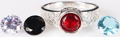 LADIES STERLING SILVER INTERCHANGEABLE RING. Sterling silver ladies ring with four 