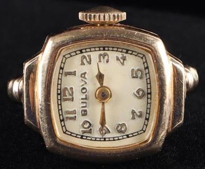 14K YELLOW GOLD BULOVA WATCH RING 17 JEWELS WORKS. 14K yellow gold ladies Bulova watch ring. To 
