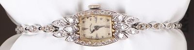 VINTAGE 14K & DIAMOND HAMILTON LADIES WRISTWATCH. Vintage 14K white gold &amp; diamond Hamilton 