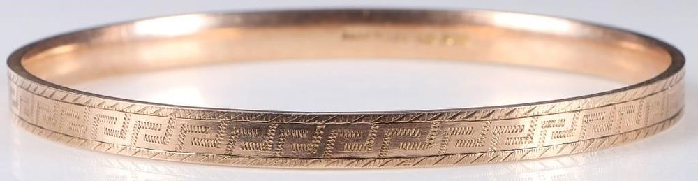 Lot 229154: SOLID 9K ROSE GOLD ETCHED BANGLE BRACELET