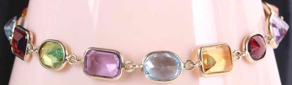 Lot 229162: 14K MULTI GEMSTONE LADIES TENNIS  BRACELET