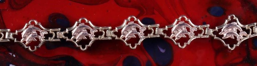 Lot 229163: 14K YELLOW GOLD LADIES BRACELET W/ ROSE DOLPHINS