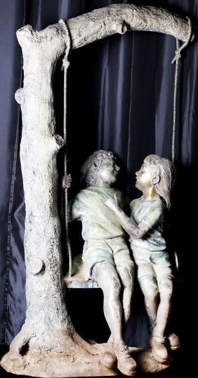 Lot 229181: HEAVY "THE SWING" SIGNED BAZZIAO 64" BRONZE STATUE