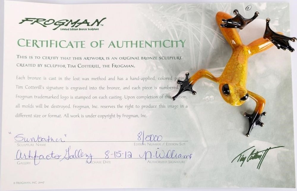 Lot 229184: TIM COTTERILL "SUNBATHER" FROG SCULPTURE 8/5000