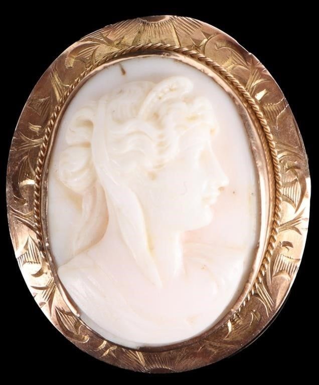 Lot 229202: ANTIQUE 10K YELLOW GOLD ENAMEL LADIES BROOCH