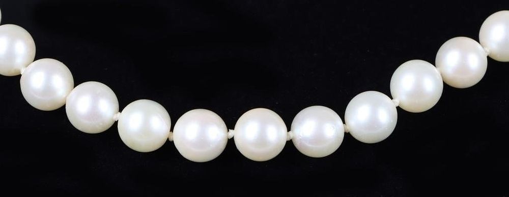 Lot 229204: 14K WHITE GOLD CLASP 70 PEARL LADIES NECKLACE