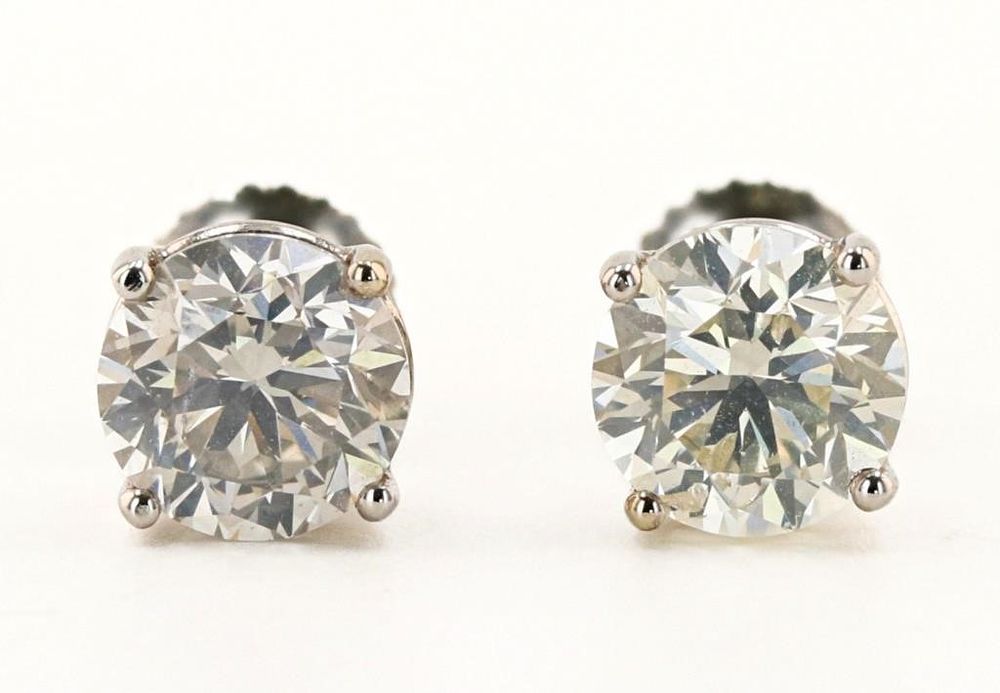 Lot 229215: 2.99CTW 18K WHITE GOLD LADIES STUD EARRINGS NEW
