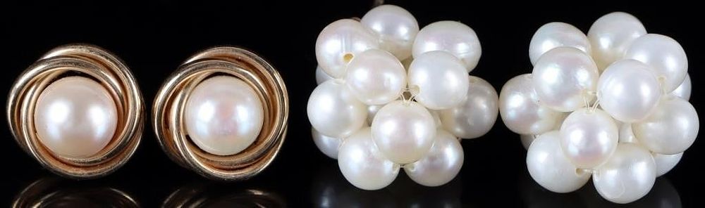 Lot 229222: 14K YELLOW GOLD LADIES PEARL STUD EARRINGS (2)