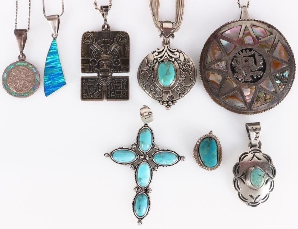 Lot 229267: SOUTHWEST STERLING TURQUOISE  NECKLACES & PENDANTS