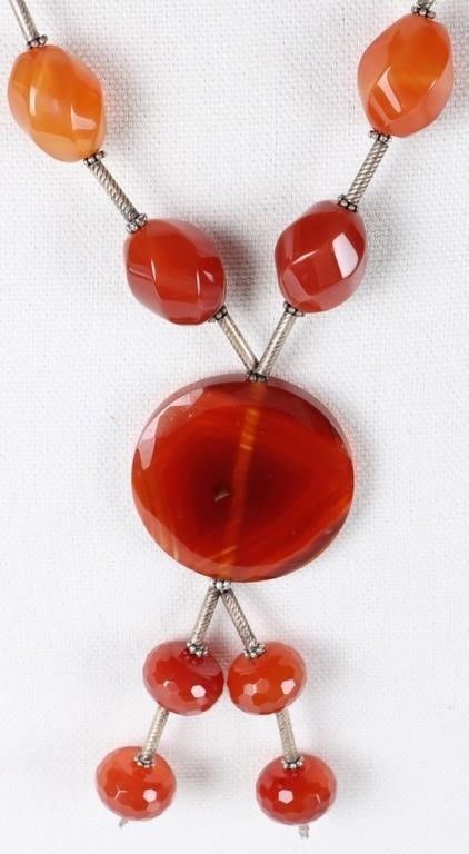 Lot 229270: ORNATE TEAR & BARREL CARNELIAN LADIES NECKLACE
