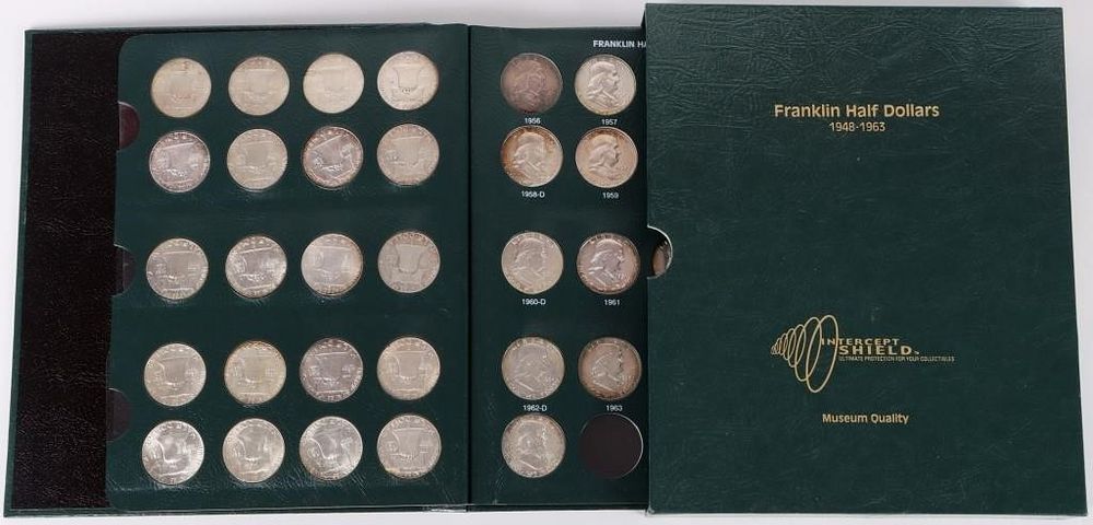 Lot 229286: COMPLETE 90% SILVER FRANKLIN HALF DOLLAR BOOK