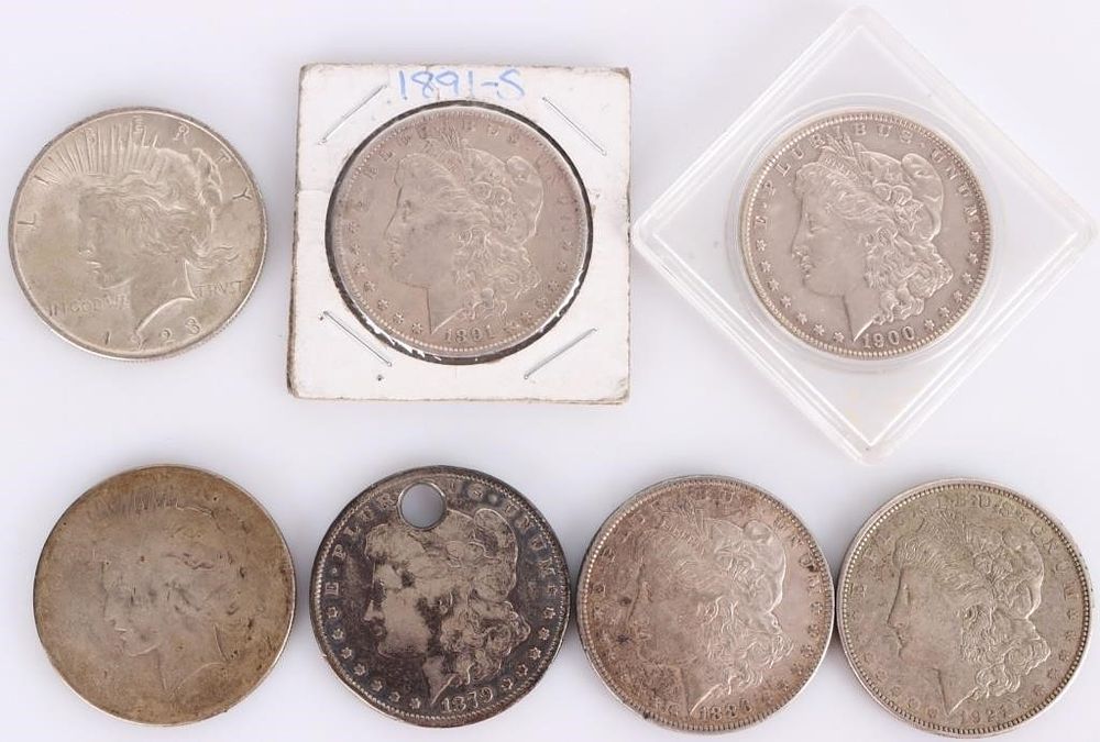 Lot 229292: ASSORTED 90% SILVER MORGAN/PEACE DOLLARS - (7)
