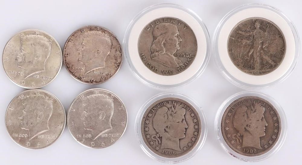 Lot 229294: 90% SILVER ASSORTED U.S. HALF DOLLARS - (8)