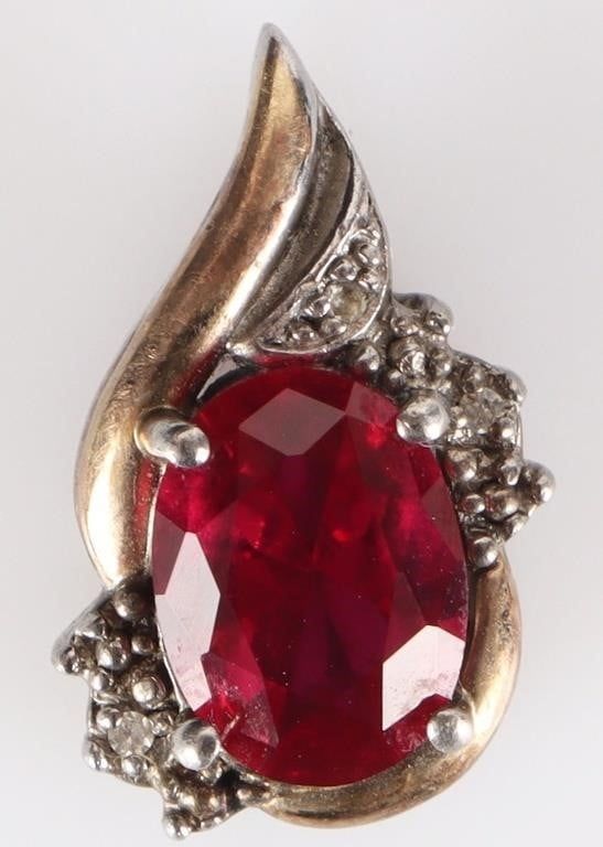 Lot 229301: 10K-PLATED STERLING SILVER LADIES PENDANT W RBY DI